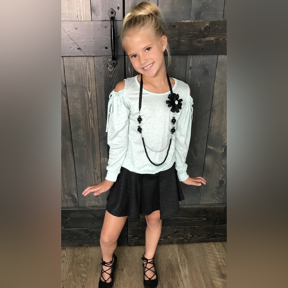 Girls Mint Cold Shoulder Top